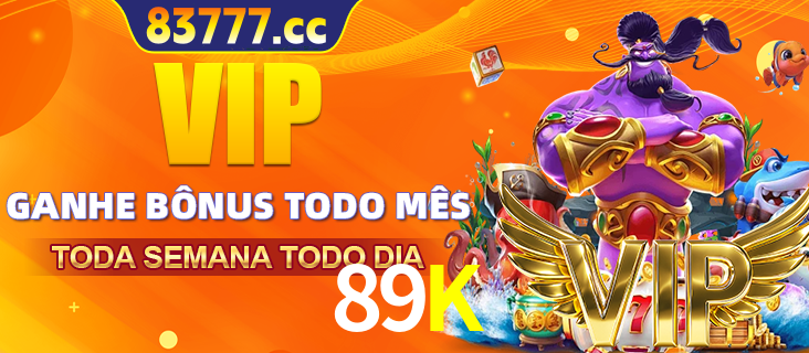 Banner promocional do 89K oferecendo 100% de recompensas adicionais contínuas para quem fizer o login diário (Daily sign-in), com um mascote de coelho.