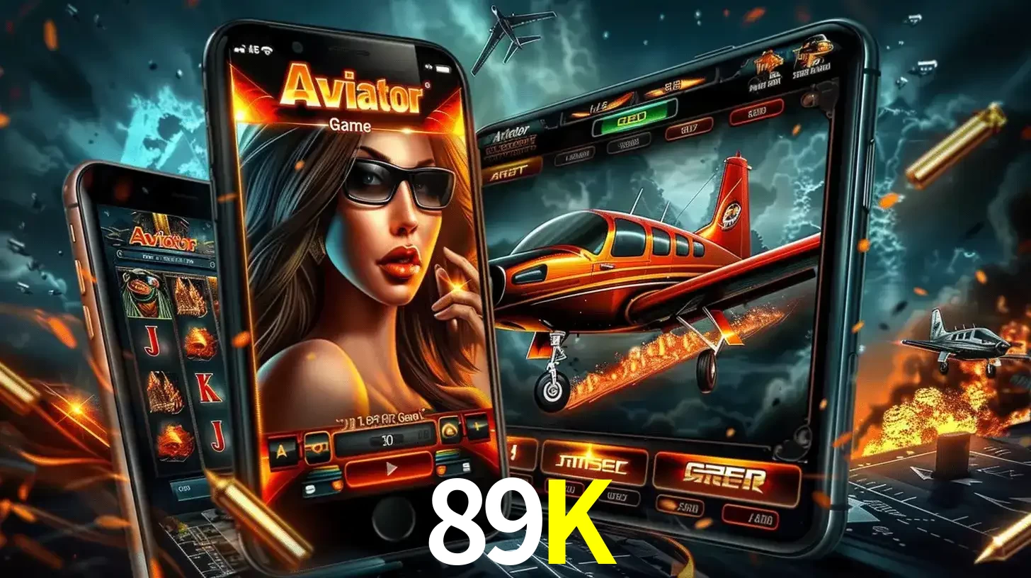 O popular jogo de apostas Aviator exibido em vários celulares e tablets, mostrando a interface emocionante e a ação de voo disponíveis para jogar agora no 89K.