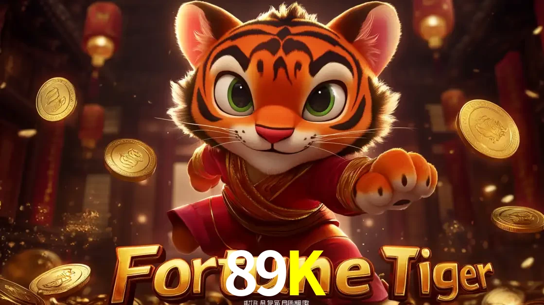 O carismático mascote do jogo de slot Fortune Tiger, um tigre fofo em pose de artes marciais, pronto para trazer sorte e multiplicadores de ganhos no cassino online 89K.